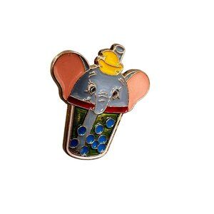 Dumbo Elephant Lapel Pin Boba Tea Hat Strwa Brooch Badge Jewelry Accessories